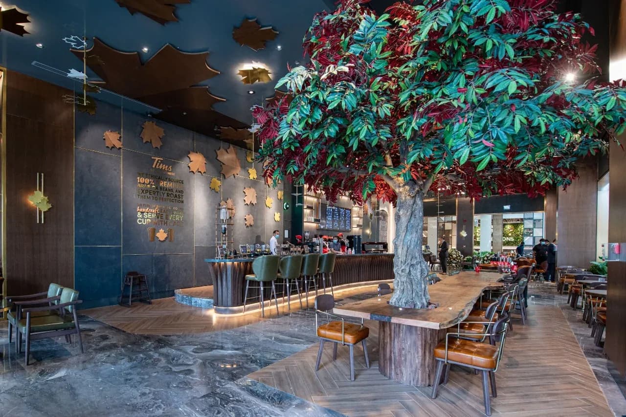 Tim Hortons — Restaurant interior by Rectangle Interiors, Flagship Store, Dubai Hills Mall, Dubai
