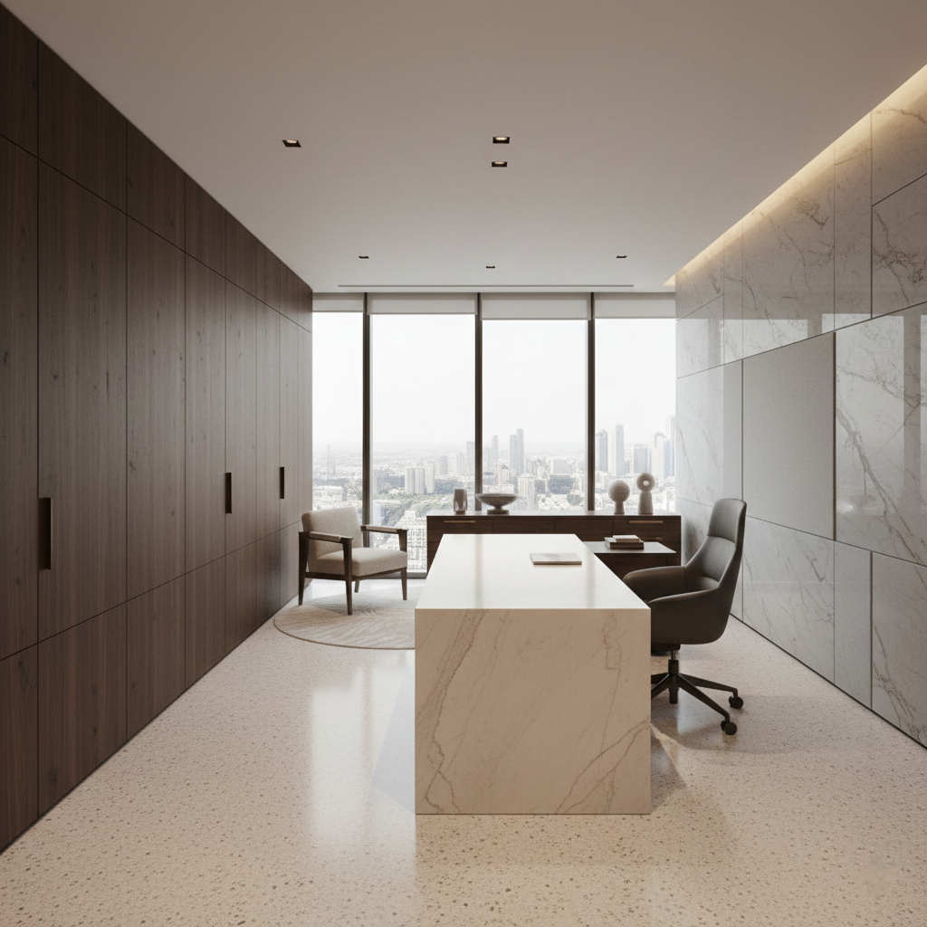 Office interior design Dubai - Quiet Luxury and Refined Materials